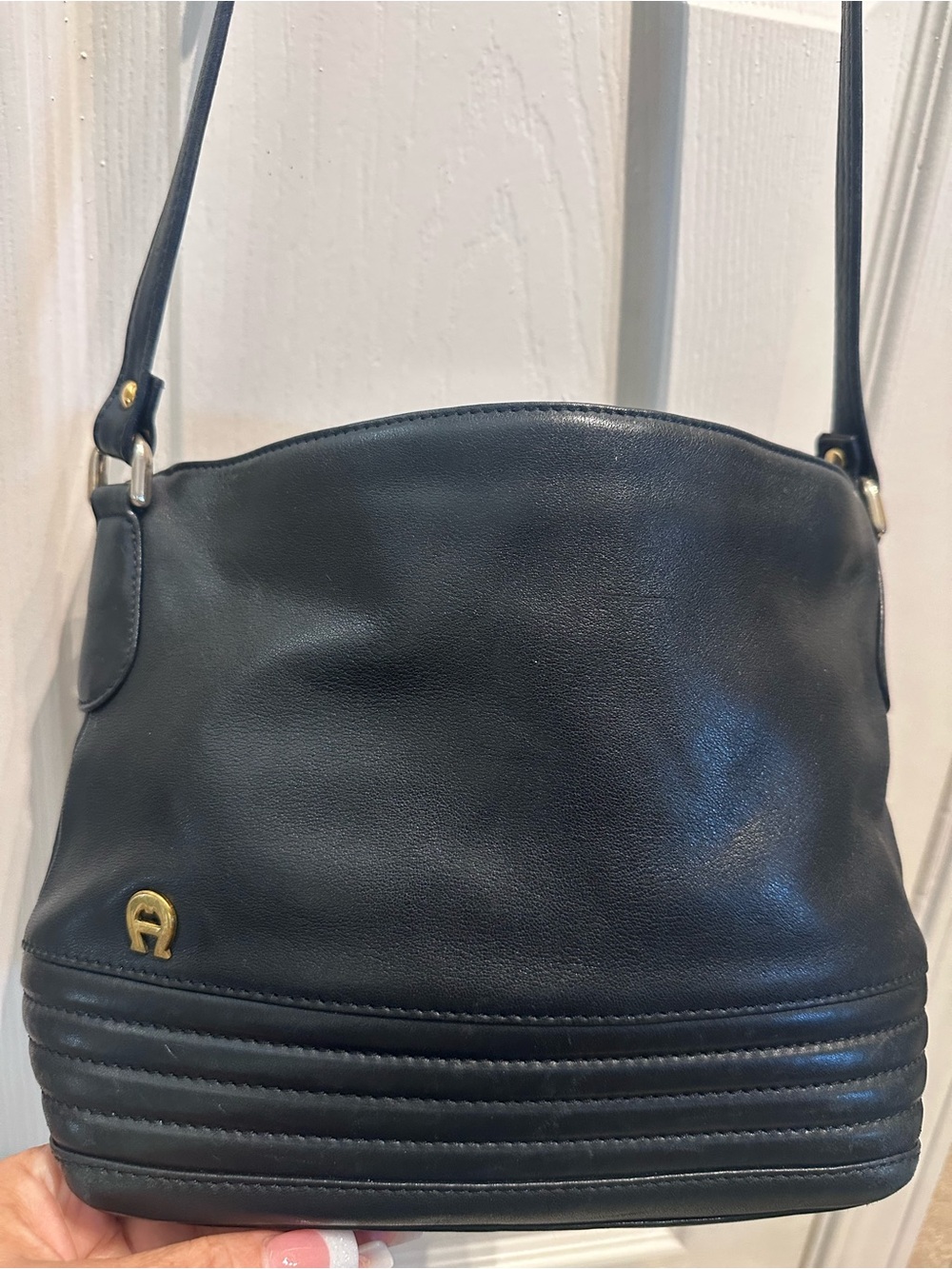 Etienne Aigner Vintage Navy Blue Leather Shoulder Bag